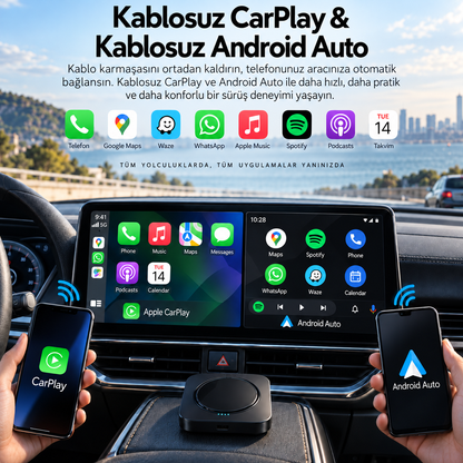 CarKits® Kablosuz CarPlay & Android Auto Smart Box (8-128 GB)